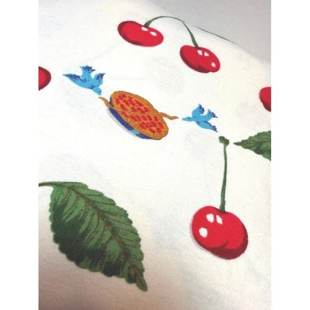Nick & Nora Cherry Pie ONE Twin Flat Sheet Jersey 100% Cotton Bright‎ 2006 Retro